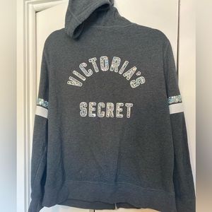 Victoria’s Secret Grey Zip-Up Hoodie LS Sequin Embellishment